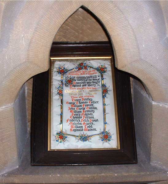 The Roll of Honour in the Church of St. Nicholas, Cockayne