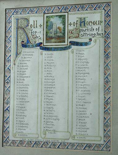 The Roll of Honour in All Saints' Church, Settrington