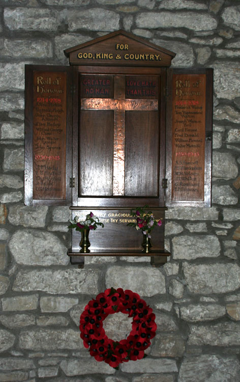 The War Memorial in St. Romald's Church, Romaldkirk.