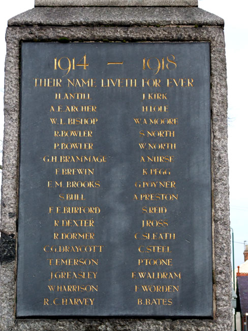 The War Memorial for Rothley, Leicestershire, and Private Archer's Name