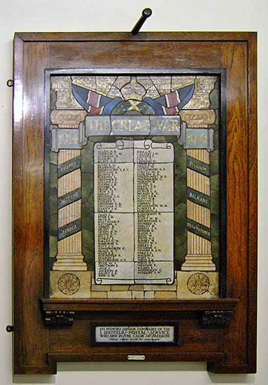 The WW1 Roll of Honour now located at the Royal Mail Sheffield Mail Centre on Brightside Lane 