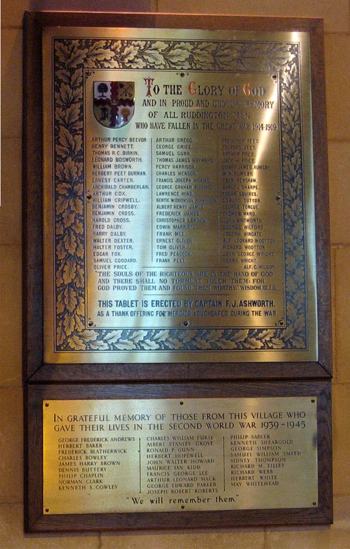 The War Memorial in St. Peter's Church, Ruddington