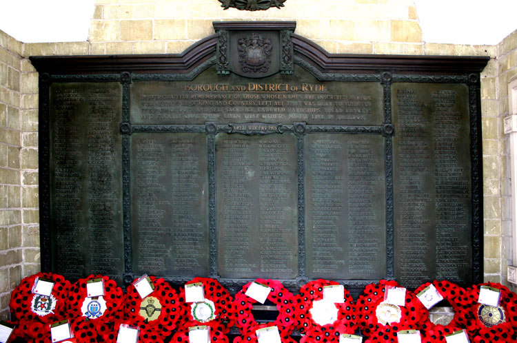 The First World War Memorial in the Town Hall, Ryde (IOW)