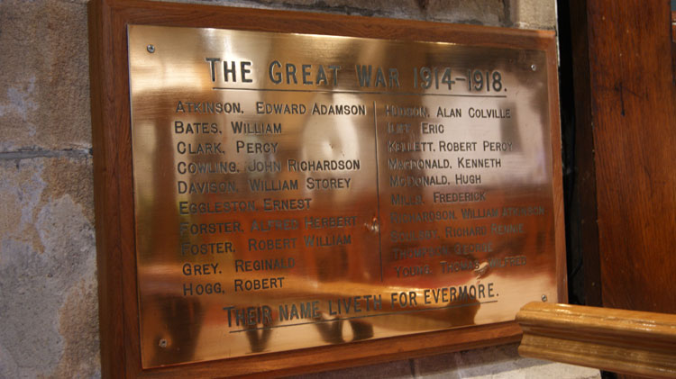 Brass Plaque in memory of ex pupils of Robert Richardson Grammar School