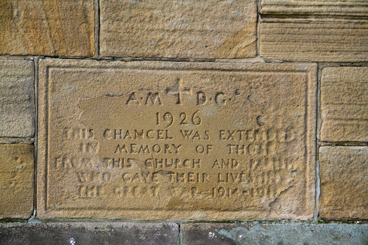 Memorial on the Outside Wall of St. Paul's Church, Ryhope