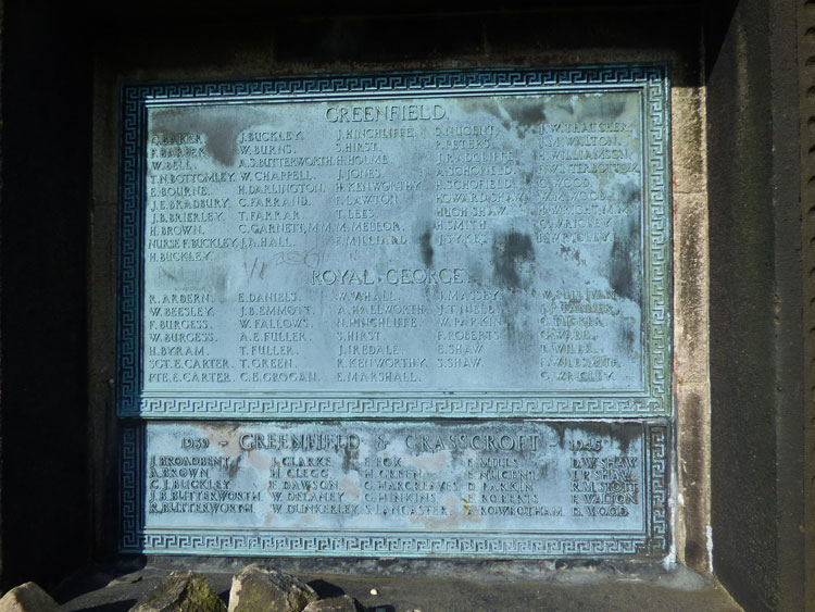 The Name of Private Schofield on the Greenfield Plaque, Saddleworth War Memorial