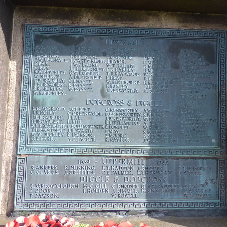 The Name of Private Ashton on the Uppermill Plaque, Saddleworth War Memorial