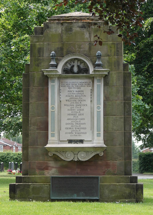 The War Memorial for the Brunner Mond Works, Sandbach (Cheshire)