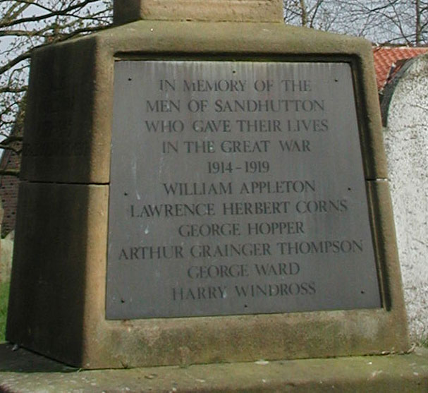 The Names Commemorated on the Sandhutton War Memorial