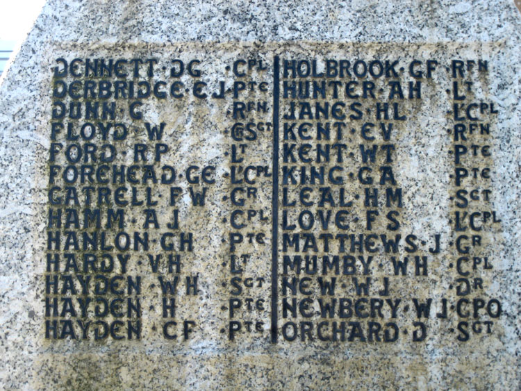 Private Kent's Name on the Sandown (IOW) War Memorial