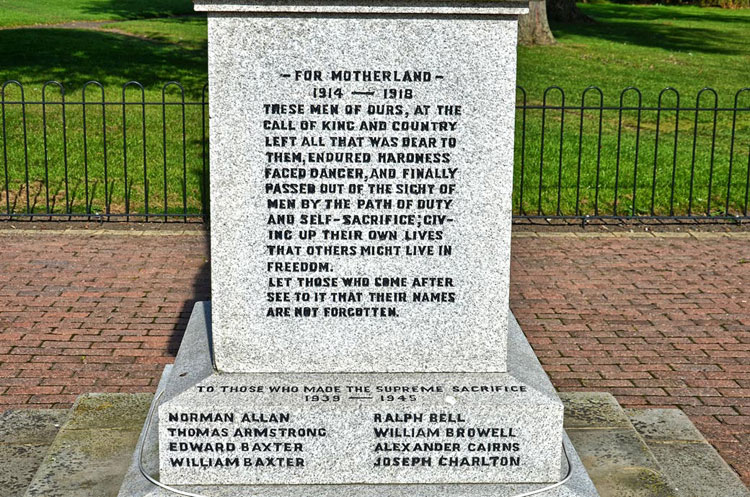 The Dedication on the War Memorial for Seaton Delaval (Northumberland)