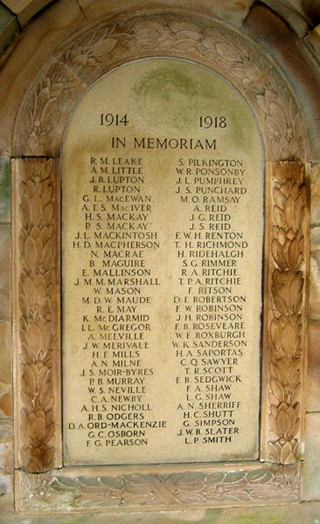 Names "L" - "S" on the Sedbergh School First World War Memorial