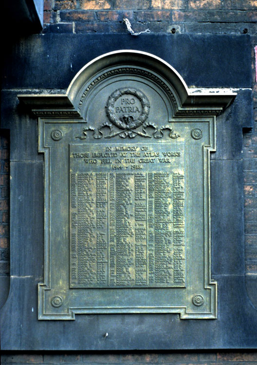 The Atlas Works' First World War Memorial, Sheffield (S Yorks)