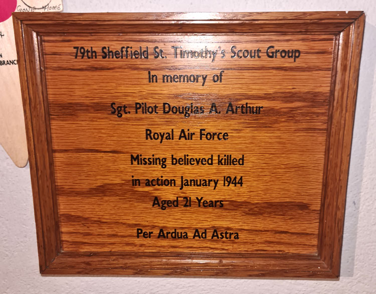 Memorial for Sgt. Pilot Douglas Arthur of the RAF