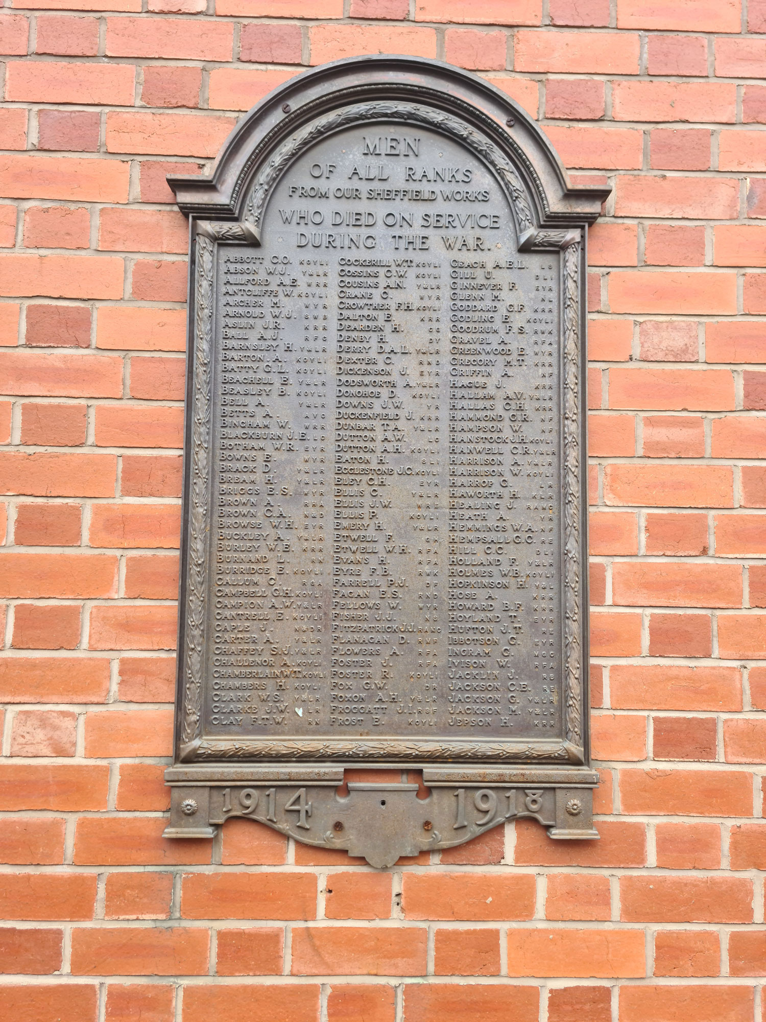 The plaque with Privates Downs' and Heath's Names on it