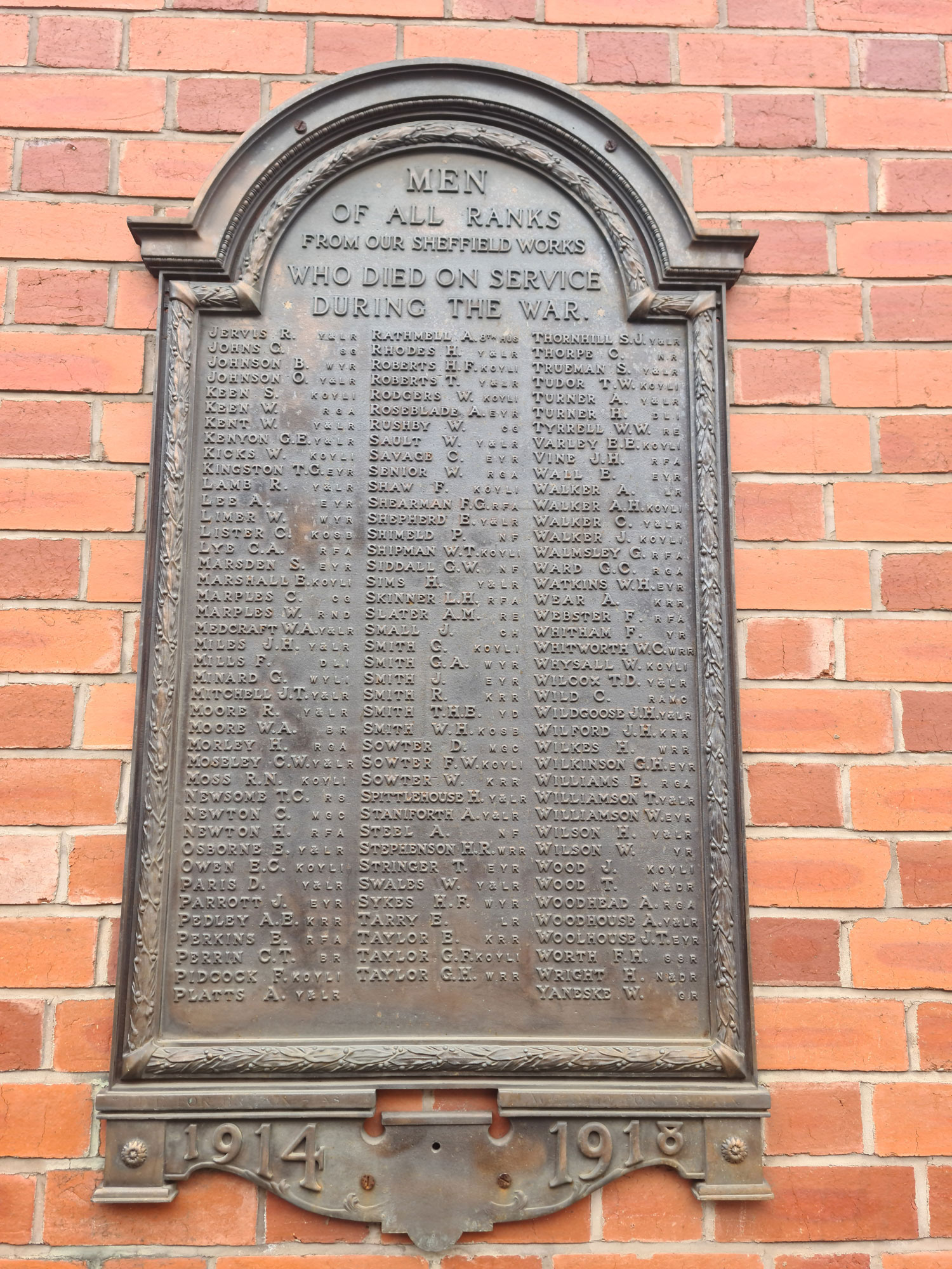 The plaque with Privates Whitham's and Wilson's Names on it