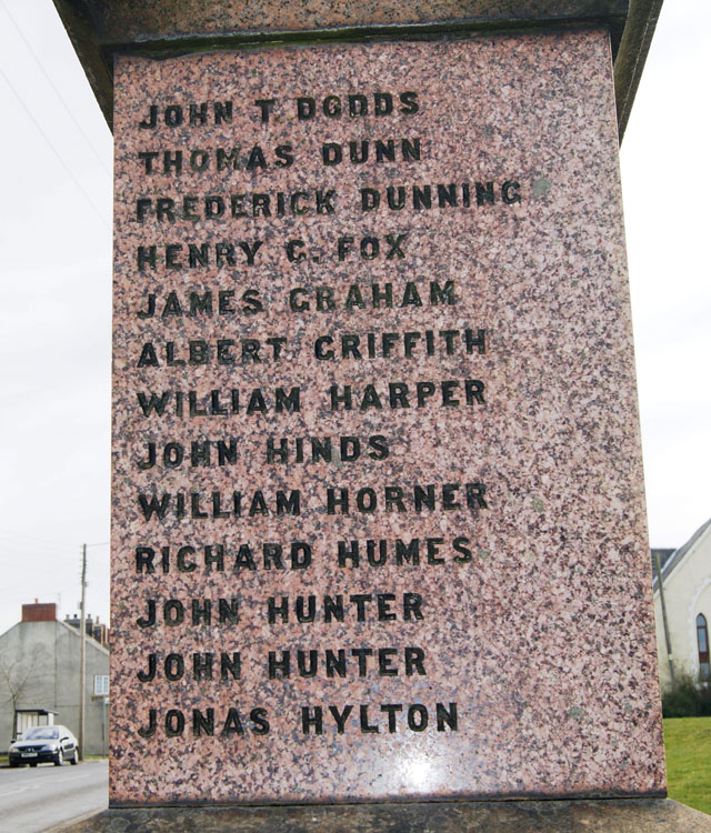 Albert Griffith's Name on the Sherburn Hill War Memorial