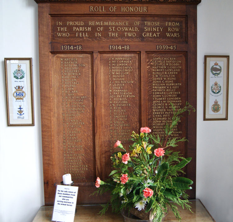 The Roll of Honour in St. Oswald's Church, Shiney Row (Co. Durham)