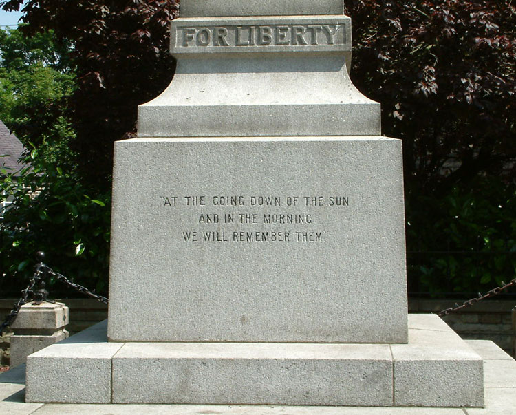 The Dedication on the base of the War Memorial in Silsden