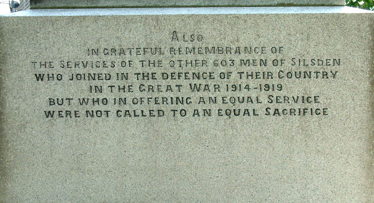 The Dedication to Those from Silsden Who Served and Returned