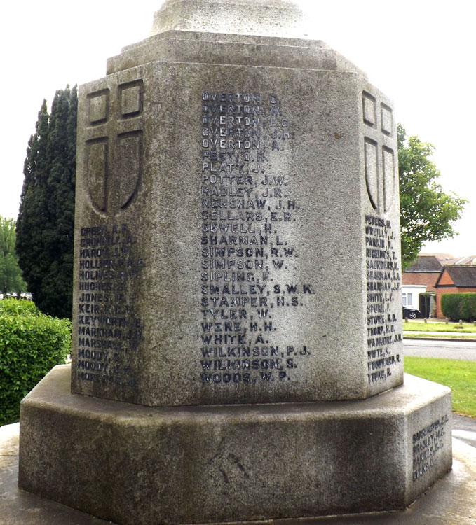 Privates Overton and Potter's Names on the Skegness War Memorial 