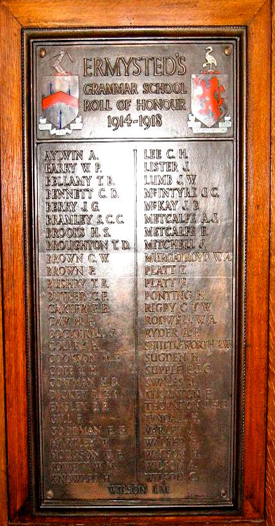 The Ermysted's Grammar School War Memorial