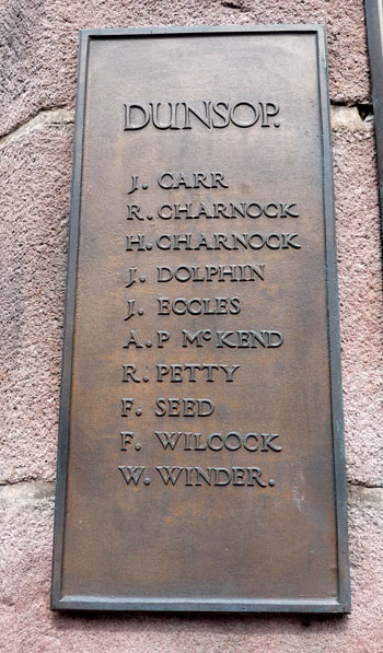 The Commemorative Panels for Dunsop and Dalehead on the Slaidburn War Memorial