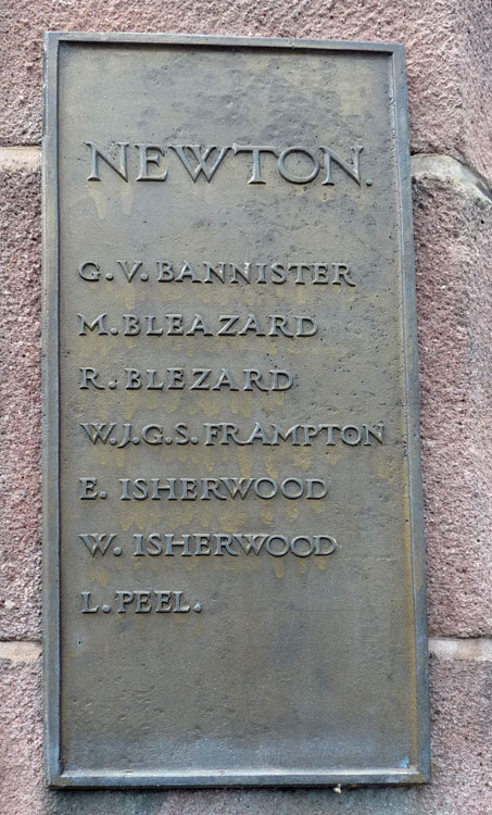 The Commemorative Panel for Newton on the Slaidburn War Memorial