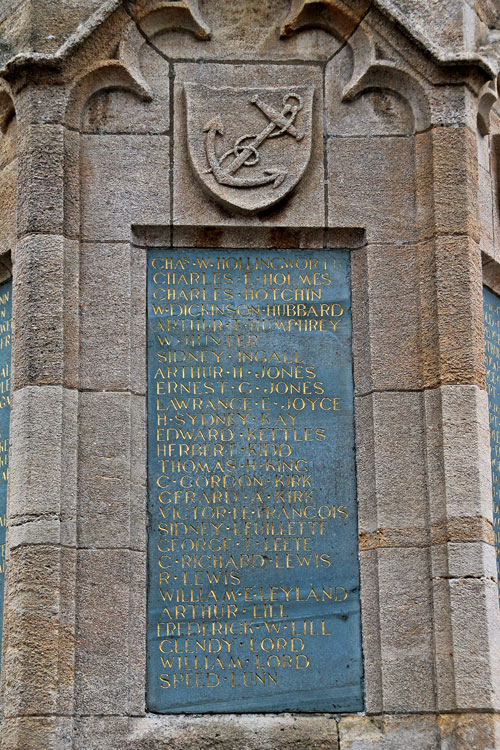 Detail of the War Memorial, - Sleaford (Lincs), with Lieutenant Hubbard's name.