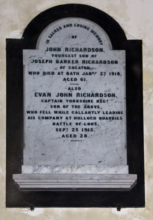 The Family Memorial to Captain Richardson in St. Hilda's Church, Sneaton