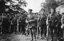Troops, with Captain Francis Dodgson, about to entrain from Liphook Station, - 26 August 1915