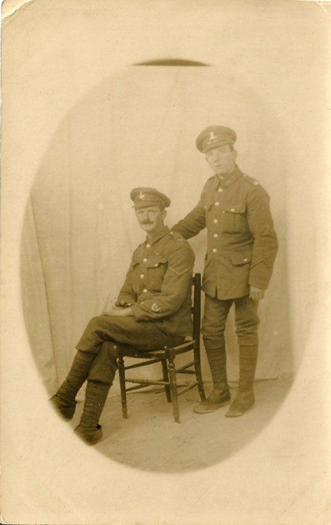 Albert Sutcliffe is seated left, with an unknown soldier.