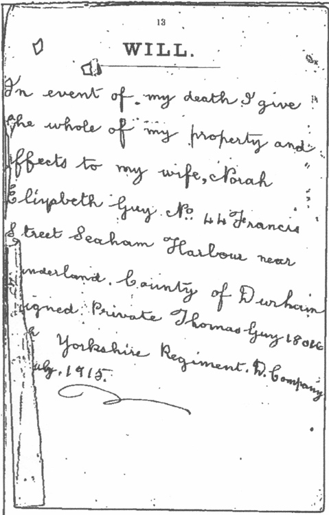 Private Thomas Guy's Informal Will