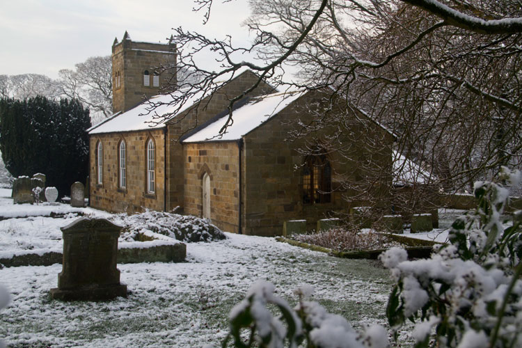 All Saints' Church, Ingelby Arncliffe. William Stockdale's grave is clearly seen on the left of the photo.