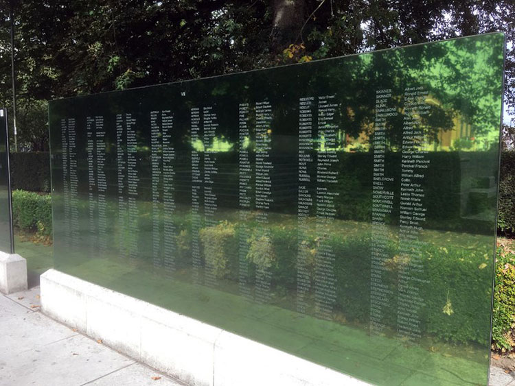 One of the Commemorative Glass Panels at the Southampton Cenotaph