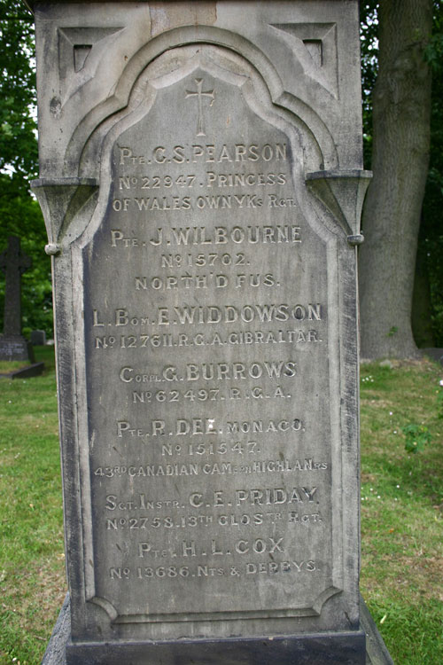 Private Pearson's Name on the Spinkhill War Memorial.