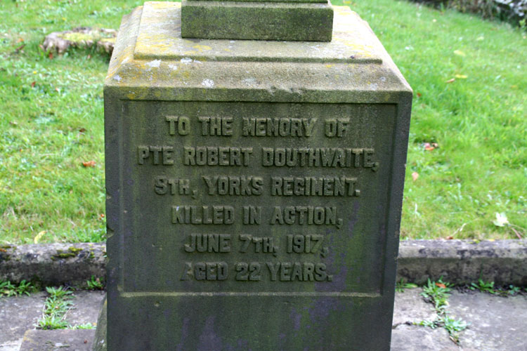 The Commemoration of Private Douthwaite on the Sproxton War Memorial