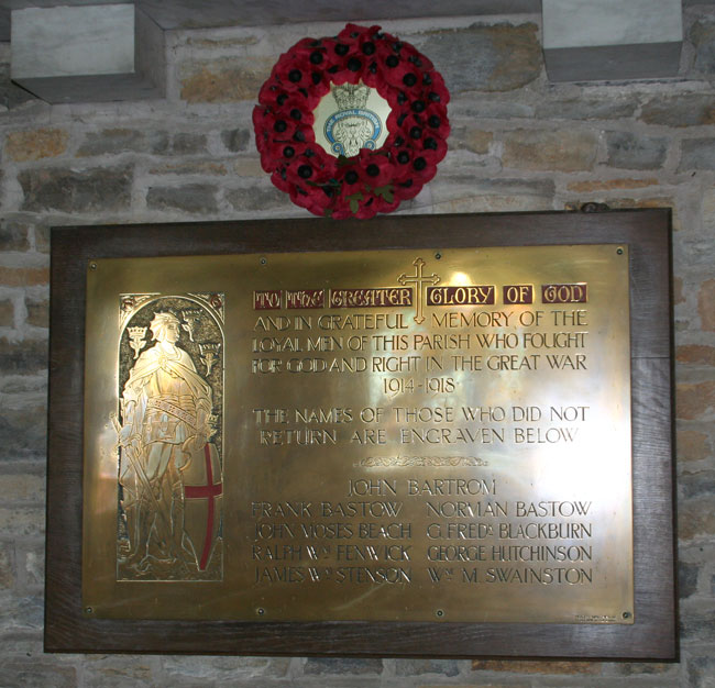 The War Memorial in the Church of St. John, Stanwick