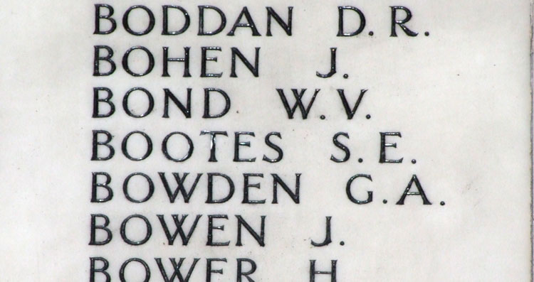 The Name of Private Bondon the Stockport War Memorial ("Other Regiments")