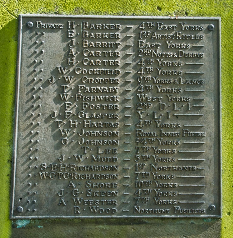 First World War Commemorations (2) on the Stokesley War Memorial