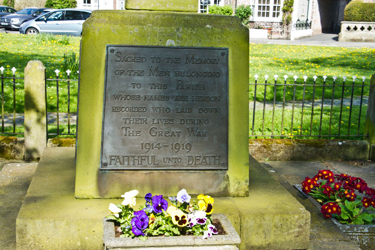 The First World War Dedication on the Stokelsey War Memorial