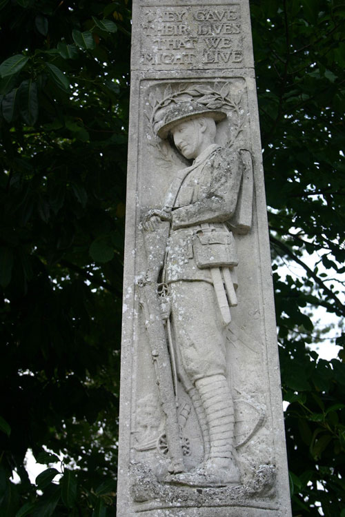 The Relief of a First World War Soldier with his Head Bowed, Holding a Reversed Rifle, on the Memorial.