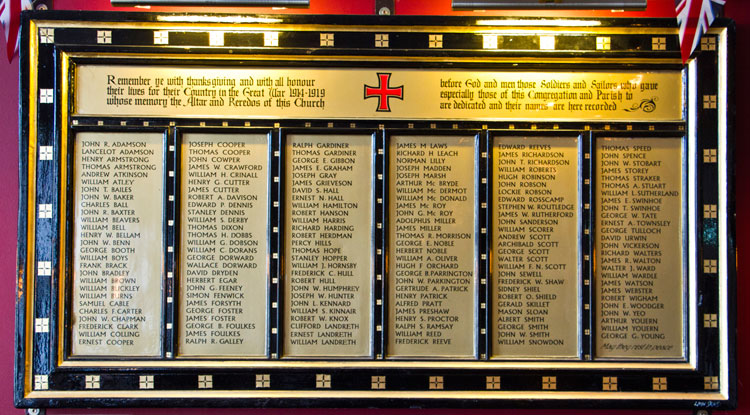 The First World War Roll of Honour for Sunderland Bishopwearmouth, - the Venerable Bede Church