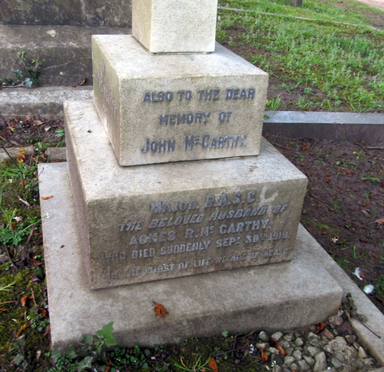 The McCarthy Family Headstone in Sutton Coldfield Cemetery