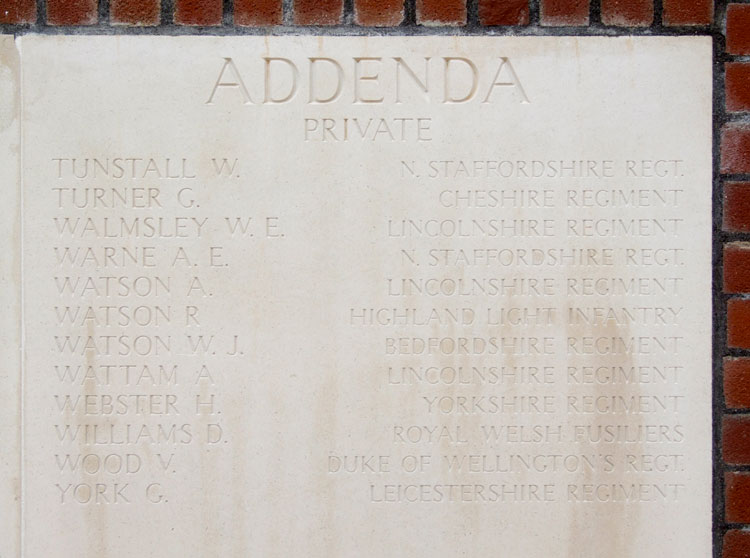 Addenda Panel (2), Private H Webster, on the Thiepval Memorial