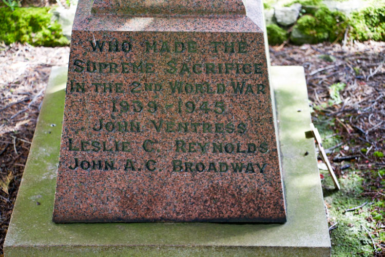 Names of Those Commemorated from the Second World War, Thornton-le-Moor War Memorial.