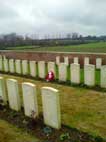 Private D Brown's grave with commemorative wreath 