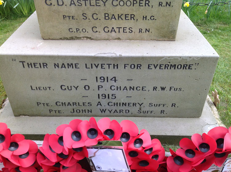 The 1914 & 1915 Names on the Thurston War Memorial.