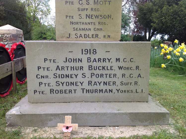 The 1918 Names on the Thurston War Memorial.