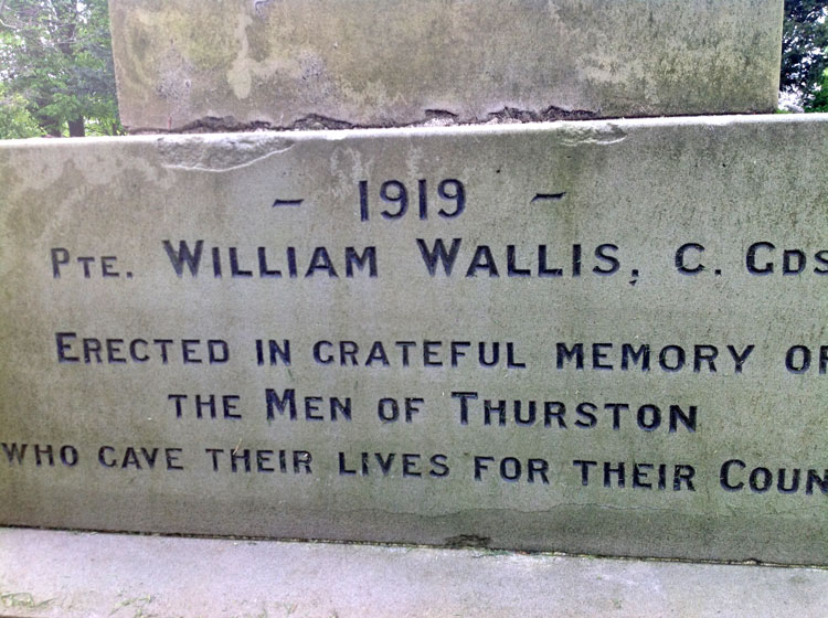 The 1919 Name on the Thurston War Memorial.